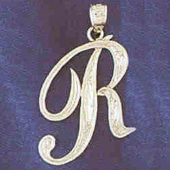 14K WHITE GOLD INITIAL CHARM - R #11567