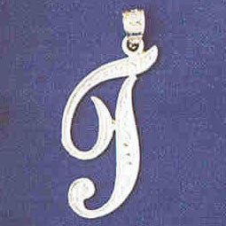 14K WHITE GOLD INITIAL CHARM - T #11567