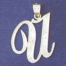 14K WHITE GOLD INITIAL CHARM - U #11567