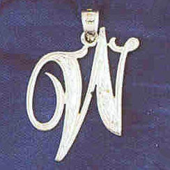 14K WHITE GOLD INITIAL CHARM - W #11567