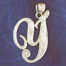 14K WHITE GOLD INITIAL CHARM - Y #11567