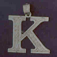 14K WHITE GOLD INITIAL CHARM - K #11568