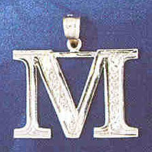 14K WHITE GOLD INITIAL CHARM - M #11568