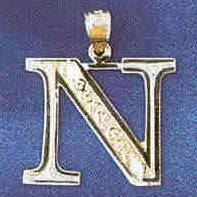 14K WHITE GOLD INITIAL CHARM - N #11568