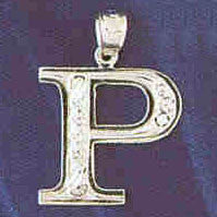 14K WHITE GOLD INITIAL CHARM - P #11568
