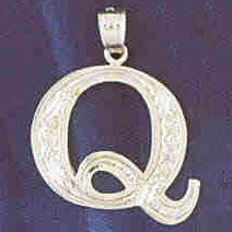 14K WHITE GOLD INITIAL CHARM - Q #11568
