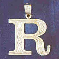 14K WHITE GOLD INITIAL CHARM - R #11568