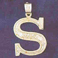 14K WHITE GOLD INITIAL CHARM - S #11568