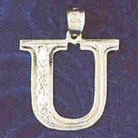 14K WHITE GOLD INITIAL CHARM - U #11568