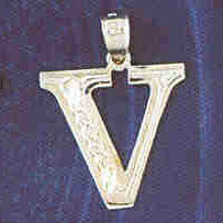 14K WHITE GOLD INITIAL CHARM - V #11568