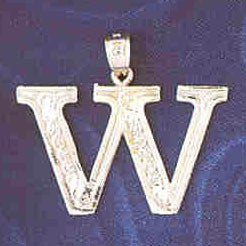 14K WHITE GOLD INITIAL CHARM - W #11568