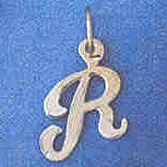 14K WHITE GOLD INITIAL CHARM - R #11569