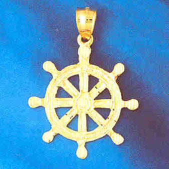 14K GOLD NAUTICAL CHARM - SHIP WHEEL #1193
