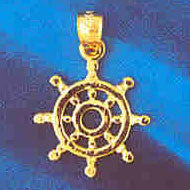 14K GOLD NAUTICAL CHARM - SHIP WHEEL #1201