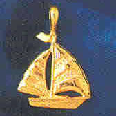 14K GOLD NAUTICAL CHARM - SAILBOAT #1245