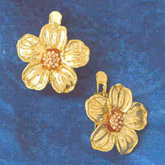 14K GOLD HINGED EARRING - FLOWER #12928
