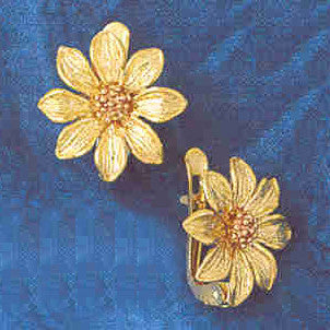 14K GOLD HINGED EARRING - FLOWER #12929