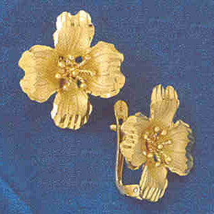 14K GOLD HINGED EARRING - FLOWER #12930