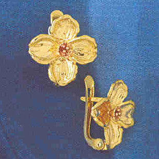 14K GOLD HINGED EARRING - FLOWER #12931
