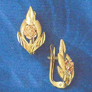 14K GOLD HINGED EARRING - ROSE #12933