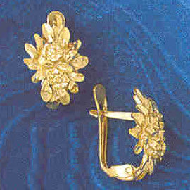 14K GOLD HINGED EARRING - FLOWER #12935