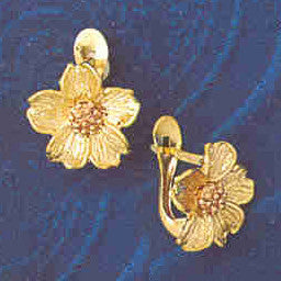 14K GOLD HINGED EARRING - FLOWER #12938