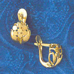 14K GOLD HINGED EARRING - FLOWER #12939
