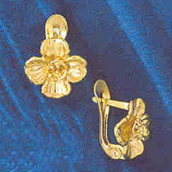 14K GOLD HINGED EARRING - FLOWER #12940
