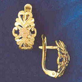 14K GOLD HINGED EARRING - FLOWER #12942