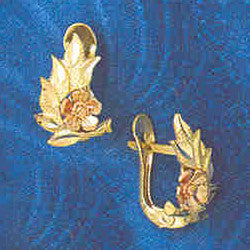 14K GOLD HINGED EARRING - FLOWER #12943