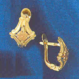 14K GOLD HINGED EARRING - FLOWER #12945