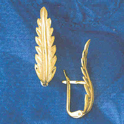 14K GOLD HINGED EARRING - LEAVE #12948
