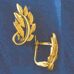 14K GOLD HINGED EARRING - LEAVE #12952