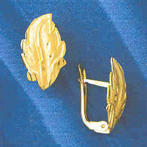 14K GOLD HINGED EARRING - LEAVE #12954