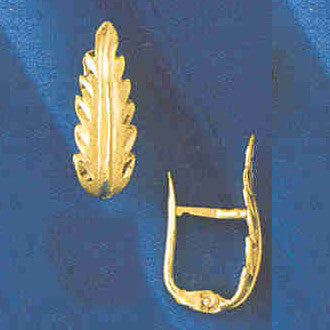 14K GOLD HINGED EARRING - LEAVE #12955