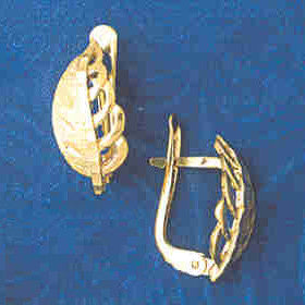 14K GOLD HINGED EARRING - LEAVE #12956