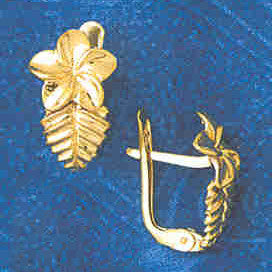 14K GOLD HINGED EARRING - FLOWER #12957