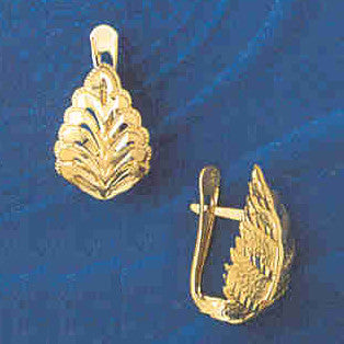 14K GOLD HINGED EARRING - LEAVE #12960