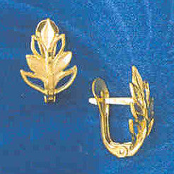 14K GOLD HINGED EARRING - LEAVE #12961