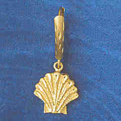 14K GOLD LEVER BACK EARRING - SHELL #13005