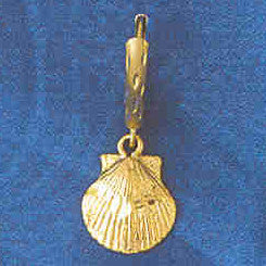 14K GOLD LEVER BACK EARRING - SHELL #13006
