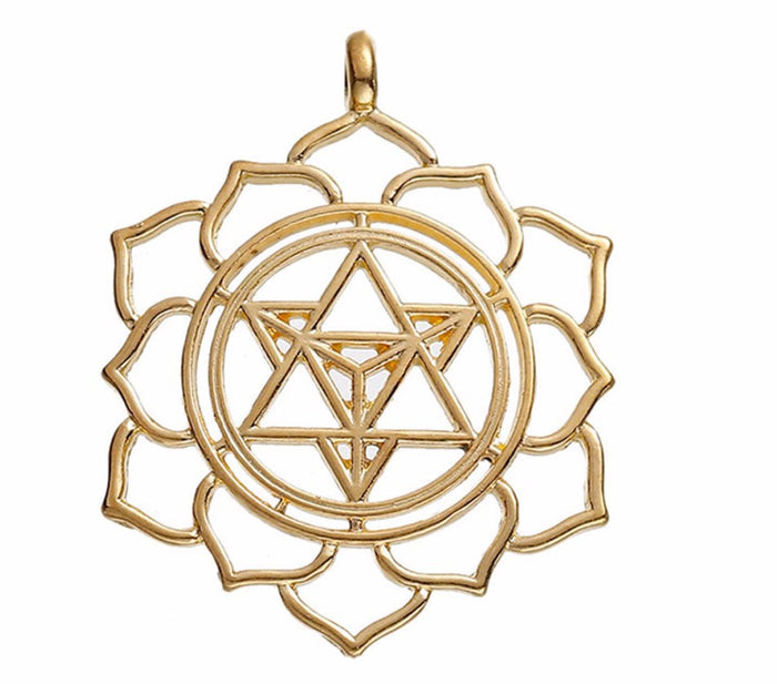 Zinc Based Alloy Merkaba Meditation Pendants Round gold-color Hollow 40mm(1 5/8