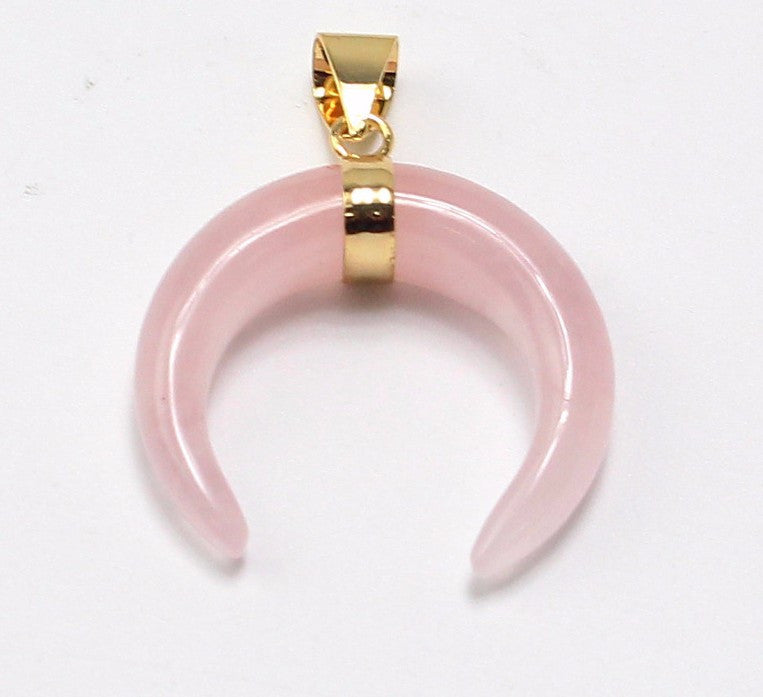Crescent Moon Natural Stone Pendants For Necklace Choker Men Women Handmade DIY Jewelry Real Stone Pendant With Chain