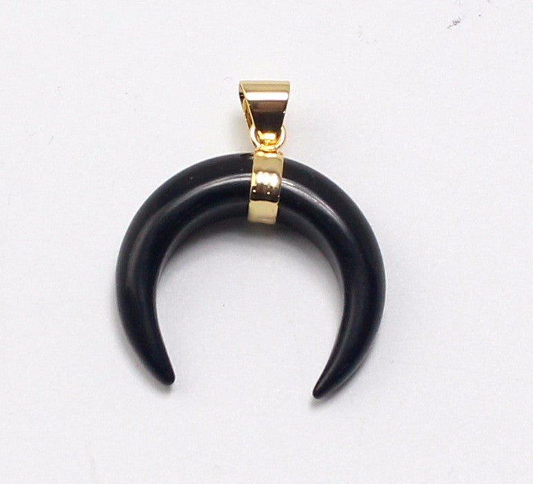 Crescent Moon Natural Stone Pendants For Necklace Choker Men Women Handmade DIY Jewelry Real Stone Pendant With Chain