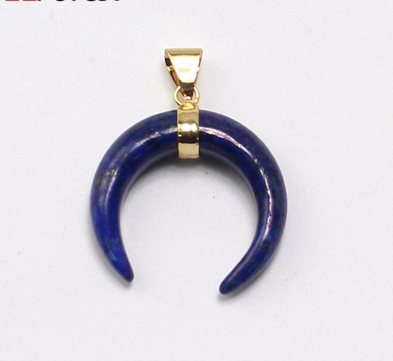 Crescent Moon Natural Stone Pendants For Necklace Choker Men Women Handmade DIY Jewelry Real Stone Pendant With Chain