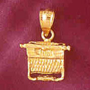 14K solid gold office charm with rectangular body, raised top detail, and textured vertical pattern