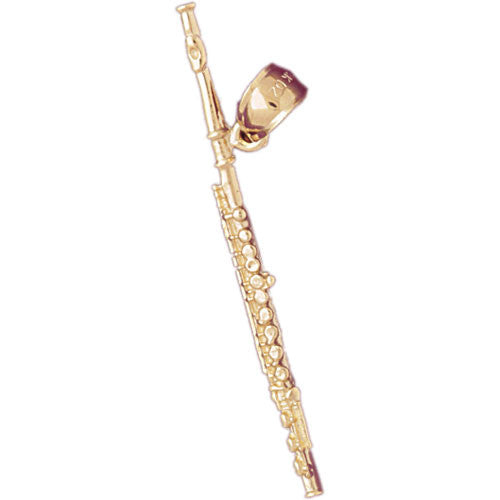 Slim 14K solid gold clarinet charm with elongated instrument shape