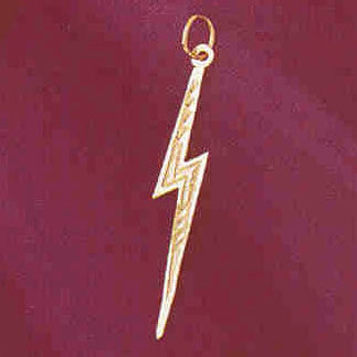 14K solid gold slim zigzag lightning bolt charm