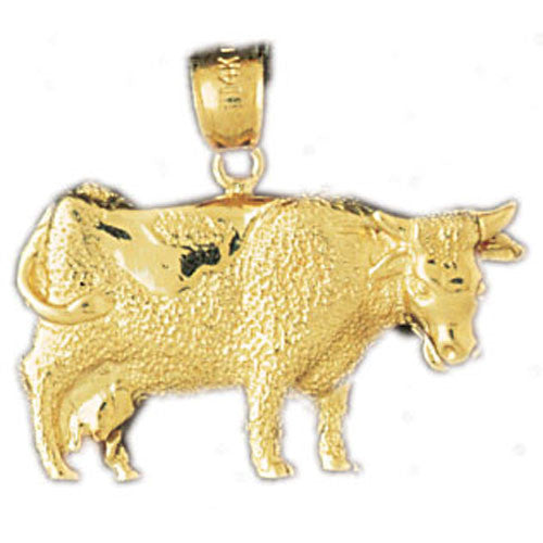 14K GOLD ANIMAL CHARM - COW #2634