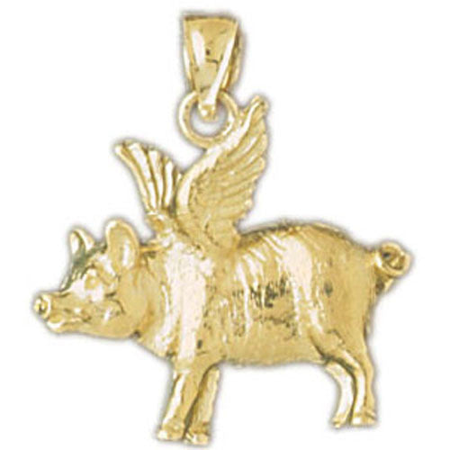 14K GOLD ANIMAL CHARM - FLYING PIG #2273